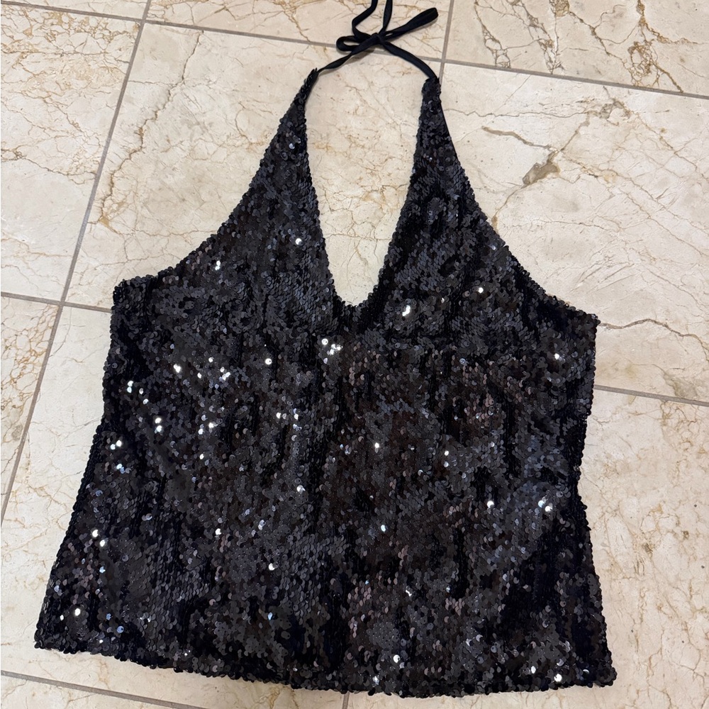 Express Shimmering Black Sequin Blouse New Year’s EVE Brand New 🔥